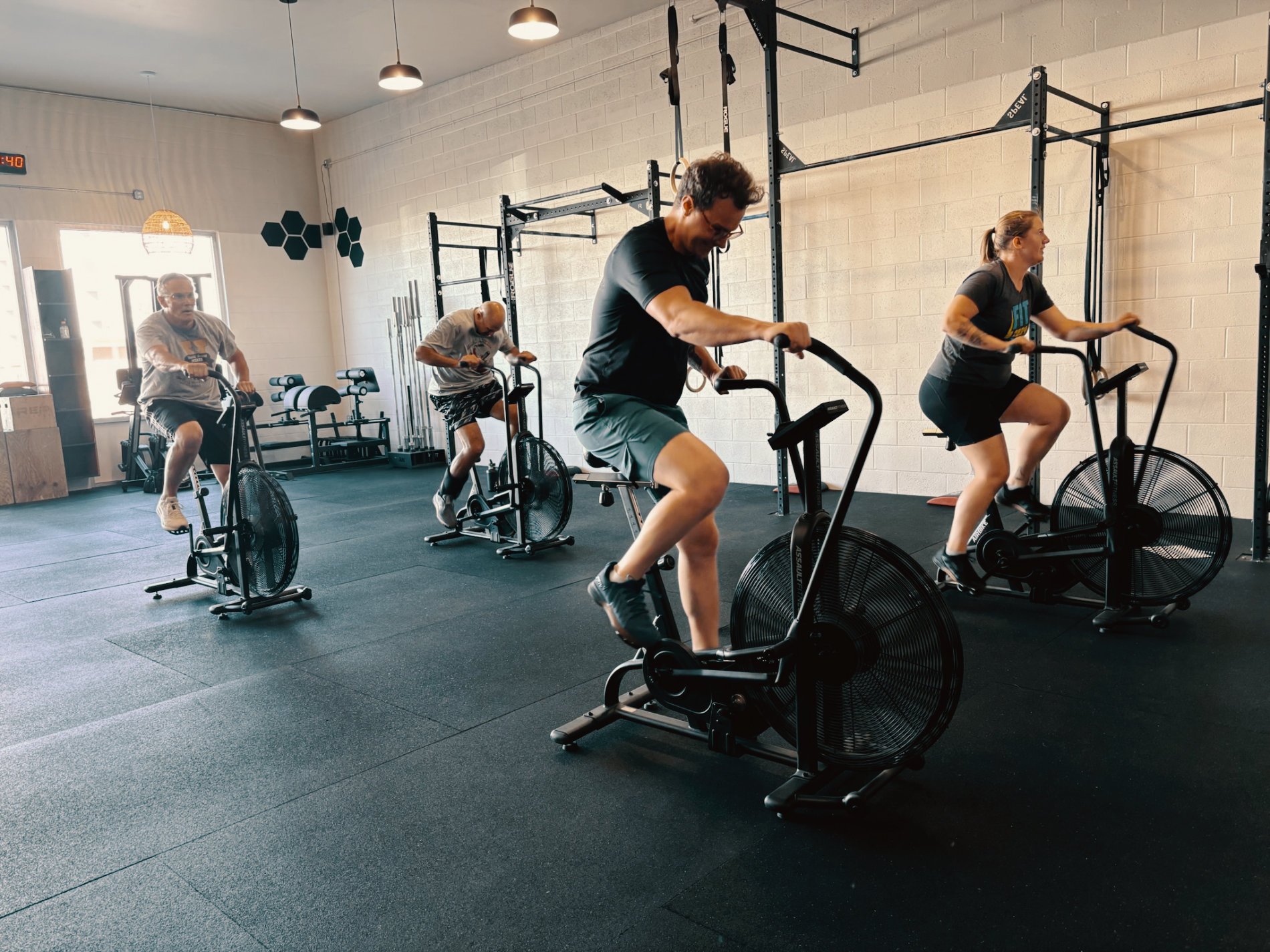 Members training on bikes at Timber & Steel